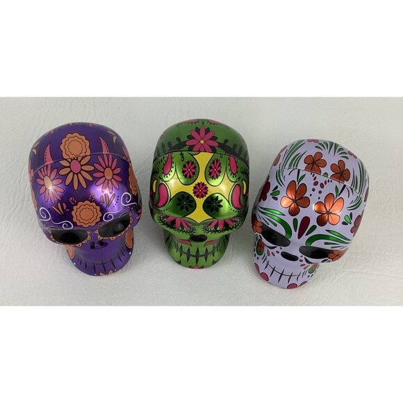 Day Of The Dead Sugar Skull 3D Candy Tin Trinket Box Lot Dia De Los Muertos - Picture 2 of 8